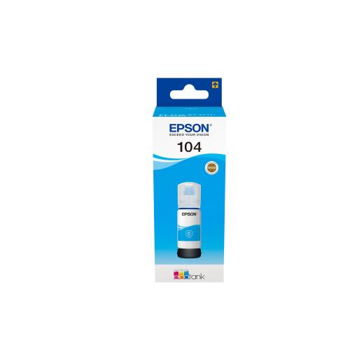 EPSON 104 FLACONE ECOTANK 65 ML CIANO PER EcoTank ET-1810, 2715, 2721, 2810, 2811, 2812, 2814, 2815, 2820, 2821, 2825, 2826, 4800