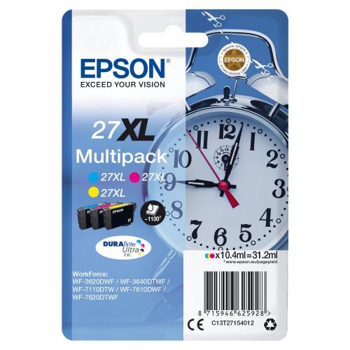 EPSON 27XL SVEGLIA MULTIPACK CARTUCCIA INK 3 COLORI CIANO GIALLO MAGENTA