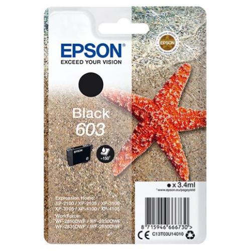 EPSON 603 STELLA MARINA CARTUCCIA INK NERO 3.4 ML PER EXPRESSION HOME XP-2100, 2105, 3100, 3105, 4100, 4105; WORKFORCE WF-2810, 2830, 2835, 2850