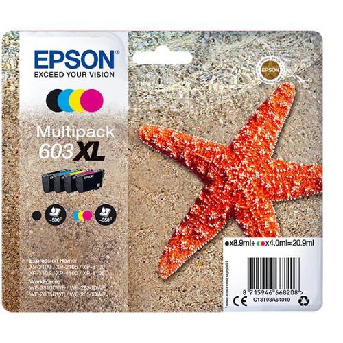 EPSON 603XL CARTUCCE INCHIOSTRO MULTIPACK 4 COLORI NERO CIANO MAGENTA GIALLO CARTUCCIA ORIGINALE