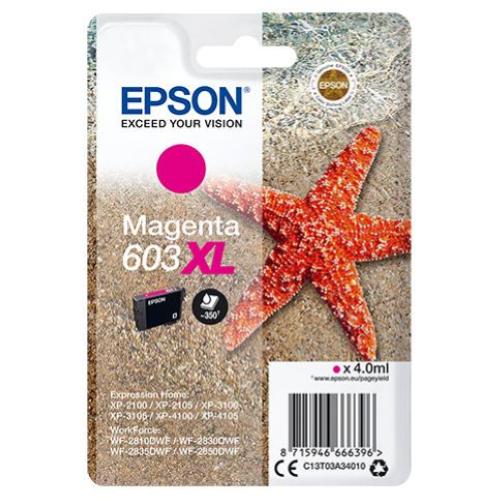 EPSON 603XL STELLA MARINA CARTUCCIA INCHIOSTRO MAGENTA BLISTER CON ALLARME PER Expression Home XP-2100, XP-2105, XP-2150, XP-2155, XP-3100, XP-3105, XP-3150, XP-3155, XP-4100, XP-4105, XP-4105 Small-in-One, XP-4150, XP-4155; WorkForce WF-2810DWF, WF-2820D