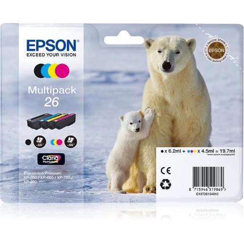 EPSON MULTIPACK 26 CARTUCCE NERO+CIANO+MAGENTA+GIALLO