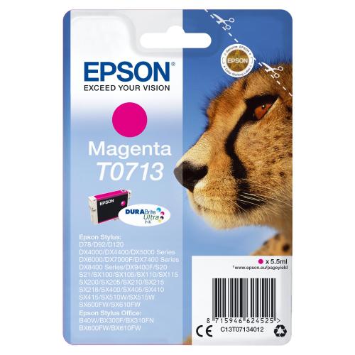 EPSON T0713 CARTUCCIA INKJET MAGENTA STYLUS D120 / STYLUS D78 / STYLUS D92 / STYLUS OFFICE B40W / STYLUS S20 / STYLUS S21 5.500 PAGINE