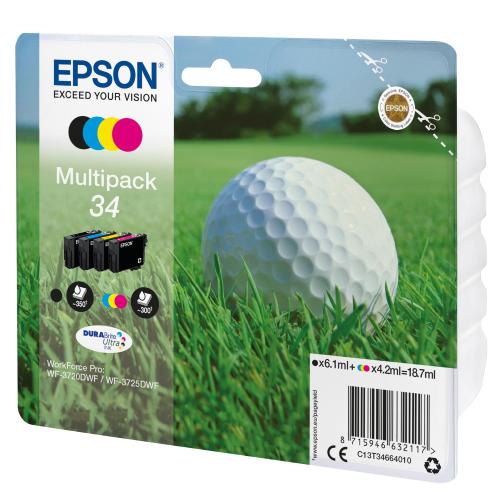 EPSON T34664020 MULTIPACK 34 NERO GIALLO CIANO MAGENTA PER WORKFORCE PRO WF-3720DWF, WF-3725DWF