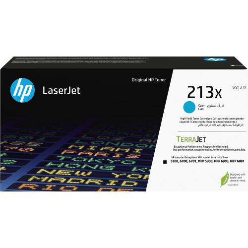HP 213X TONER CIANO ALTA RESA PER COLOR LASERJET 5700, 5800, 6700, 6701, 6800, 6801, X55745, X58045, X654, X677 6.000 PAGINE