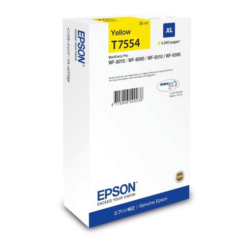 EPSON T7554 CARTUCCIA INCHIOSTRO XL GIALLO 39 ML Epson DURABrite Pro PER WorkForce Pro WF-8090, WF-8090 D3TWC, WF-8090DW, WF-8590, WF-8590DWF 4.000 PAGINE