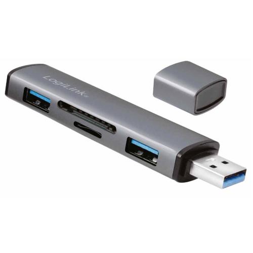 Hub USB3.2 Gen2 2 Porte USB A con Lettore di Schede Card Reader