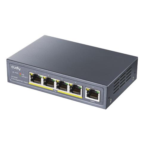 Unmanaged Switch Gigabit POE+ 5 porte 60W, GS1005P 2.0