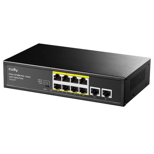 Switch PoE+ 10/100M a 8 Porte con 2 Porte Uplink, FS1010P