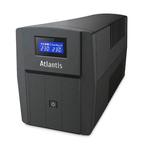 ATLANTIS A03-HP1503 GRUPPO DI CONTINUITA' ONDA SINUSOIDALE PURA 1200VA 720W LINE INTERACTIVE DISPLAY LCD PORTA USB-HID 3 USCITE IEC + 2 PRESE SCHUKO + CAVO ALIMENTAZIONE PROTEZIONE RJ45 BLACK