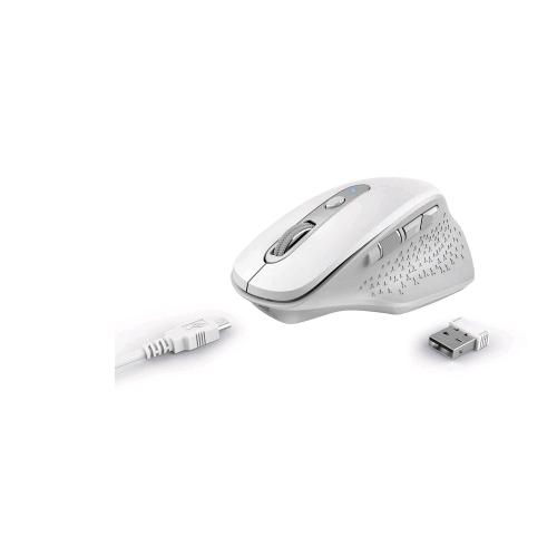 TRUST OZAA RECHARGEABLE MOUSE OTTICO RICARICABILE WIRELESS RICEVITORE USB ERGONOMICO 6 PILSANTI 2.400 DPI BIANCO