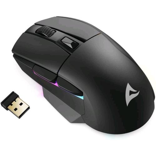 SHARKOON SKILLER SGM50W MOUSE OTTICO GAMING SENZA FILI RGB RF WIRELESS + USB-A PULSANTE PBT 6.400 DPI NERO