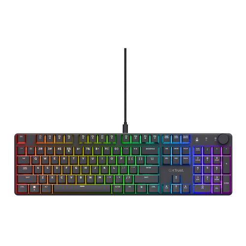 TRUST GXT 866 TORIX TASTIERA GAMING MECCANICA INTERRUTTORI HUANO LINEARI ILLUMINAZIONE RGB ANTI-GHOSTING N-KEY ROLLOVER TASTIERA USB GAMING PROGRAMMABILE LAYOUT ITALIANO QWERTY PC LAPTOP NERO
