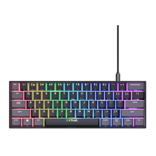 TRUST GXT867 ACIRA 60 MINI TASTIERA GAMING MECCANICA RETROILLUMINATA RGB TASTI A DOPPIA FUNZIONE USB LAYOUT ITALIANO NERO