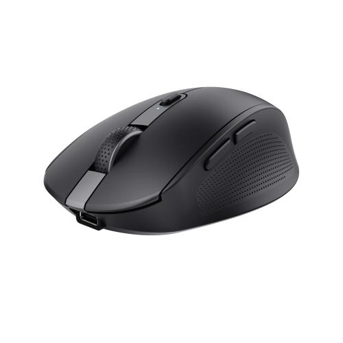TRUST OZAA COMPACT MOUSE OTTICO WIRELESS RICARICABILE SILENZIOSO CON DOPPIA CONNESSIONE BLUETOOTH T + RF 2,4GHz COLLEGABILE FINO A 3 DISPOSITIVI 6 PULSANTI 3.200 DPI NERO