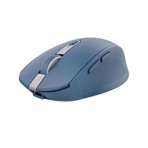 TRUST OZAA COMPACT MOUSE OTTICO WIRELESS RICARICABILE SILENZIOSO CON DOPPIA CONNESSIONE BLUETOOTH T + RF 2,4GHz COLLEGABILE FINO A 3 DISPOSITIVI 6 PULSANTI 3.200 DPI BLU