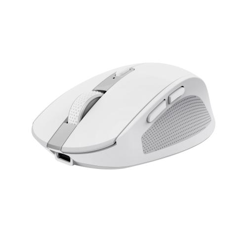 TRUST OZAA COMPACT MOUSE OTTICO WIRELESS RICARICABILE SILENZIOSO CON DOPPIA CONNESSIONE BLUETOOTH T + RF 2,4GHz COLLEGABILE FINO A 3 DISPOSITIVI 6 PULSANTI 3.200 DPI BIANCO