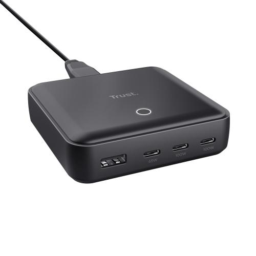 TRUST MAXO 100 DESKTOP CHARGER CARICABATTERIE DA TAVOLO PD 100 W 4 PORTE - 3 x USB-C 1 x USB-A NERO