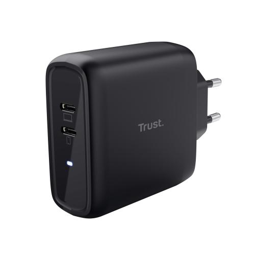 TRUST MAXO CARICABATTERIE DA RETE 65W 2 PORTE USB-C NERO