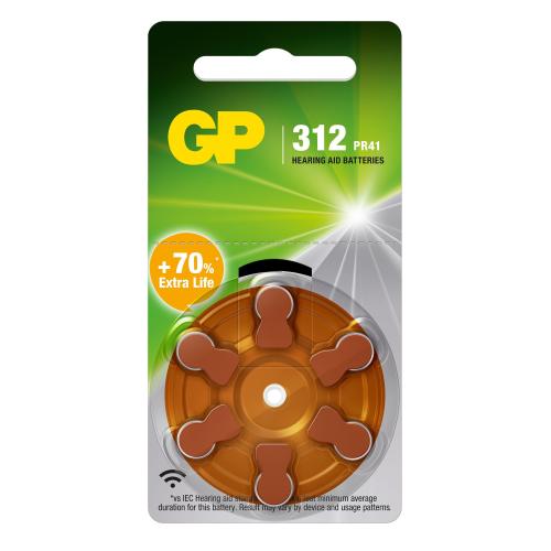 Blister 6 Batterie a Bottone ZA 312/AR41 per Apparecchi Acustici