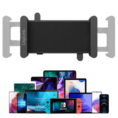 Supporto a Pinza VESA 75x75 per Smartphone e Tablet 4,7''-15'' 1kg max. Nero