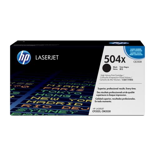 HP 504X TONER NERO PER COLOR LASERJET CP3525X-CP3525DN-CP3525N-CM3530 MFP-CM3530FS MFP-CM3530 MFP GARANZIA ITALIA (CE250X)