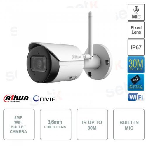 DAHUA TELECAMERA IP BULLET 2MPx WIFI 3,6mm IR30M IP67 MICROSD 12V