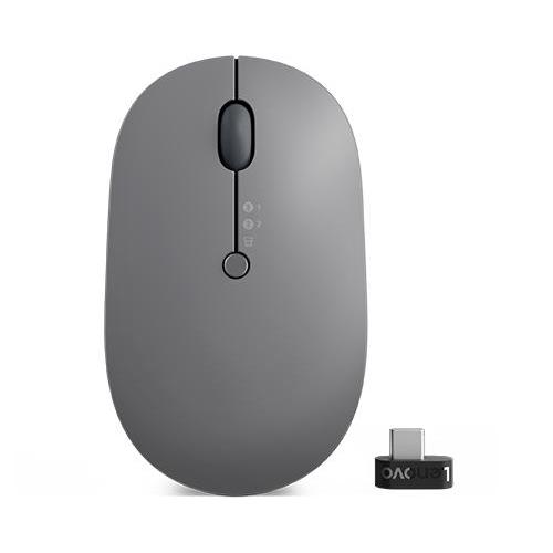 LENOVO GO MULTI-DEVICE MOUSE AMBIDESTRO WIRELESS A RF + BLUETOOTH OTTICO 5 TASTI 2400 DPI GRIGIO