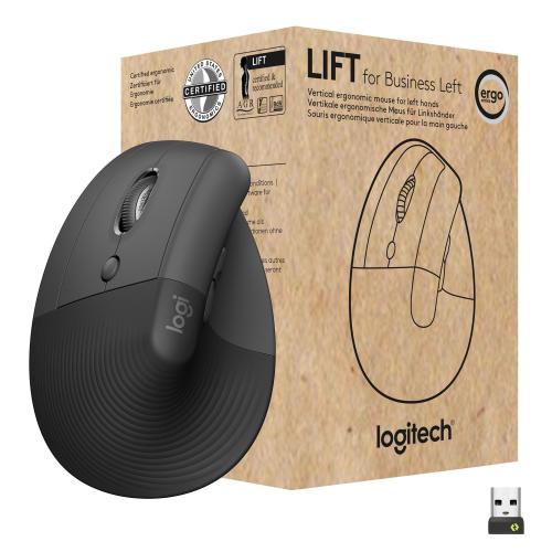 LOGITECH LIFT FOR BUSINESS MOUSE OTTICO VERTICALE ERGONOMICO PER MANCINI WIRELESS BLUETOOTH 4.000 DPI USB SECURED LOGI BOLT CLIC SILENZIOSI CERTIFICAZIONE GLOBALE WINDOWS/MAC/CHROME/LINUX GRAPHITE