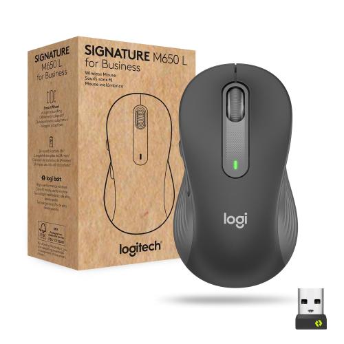 LOGITECH SIGNATURE M650 L FOR BUSINESS LARGE MOUSE OTTICO WIRELESS 2.4GHz 5 PULSANTI 4.000 DPI GRAFITE
