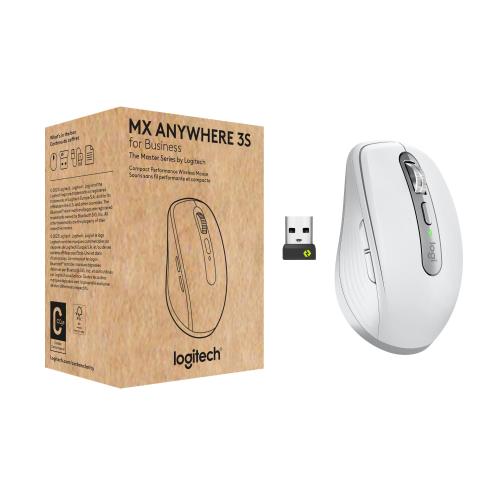 LOGITECH MX ANYWHERE 3S FOR BUSINESS MOUSE SENZA FILI BLUETOOTH CLIC SILENZIOSO SICUREZZA LOGI BOLT 8.000 DPI SCORRIMENTO MAGSPEED-PALE