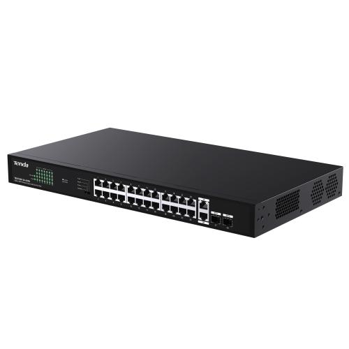 IP-COM G1128P-24-410W SWITCH NON GESTITO 26 PORTE GIGABIT Base-T + 2 PORTE Base-X SFP CLOUD MANAGED PoE 370W MONTABILE A RACK