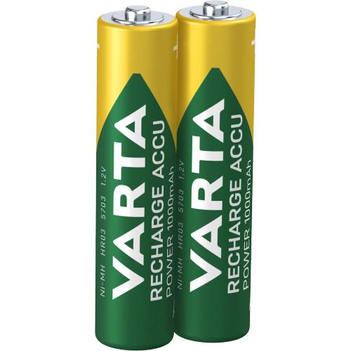 VARTA BATTERIA MINI STILO AAA 1.000 mAh RICARICABILE BLISTER 2 Pz.