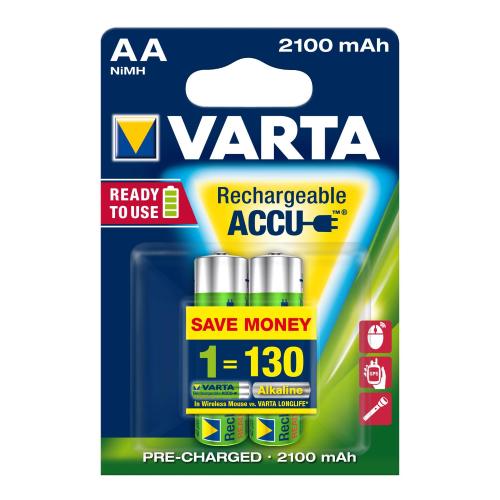 VARTA LONGLIFE BATTERIE STILO RICARICABILI AA 1.2V CONF 2 Pz.