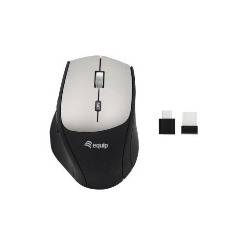 EQUIP MOUSE ERGONOMICO WIRELESS 6 TASTI 2400dpi REGOLABILI CON ADATTATORE DOPPIA CONNESSIONE (USB-C + USB-A)