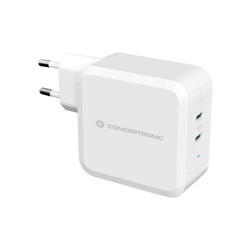 CONCEPTRONIC ALTHEA08W CARICABATTERIE GaN 2 PORTE USB-C PD DA 100W BIANCO