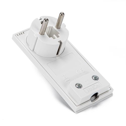 Spina Schuko 16A 2P+T Salvaspazio Super Sottile Smontabile Angolata Bianco