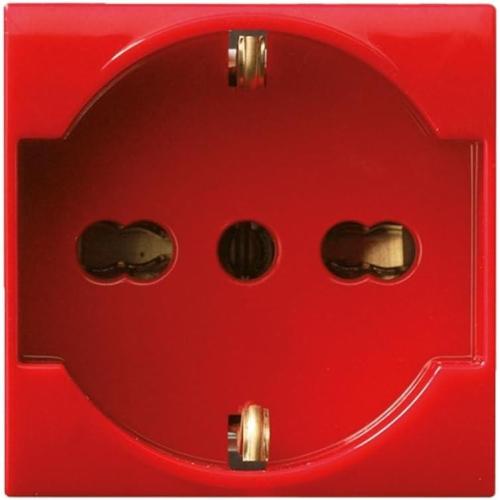 Presa Schuko Bipasso 2P+T 16A 250V S44 Rosso Lucido, 442090/15TSR