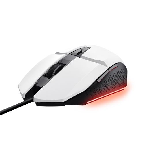 TRUST GXT109W FELOX MOUSE OTTICO GAMING USB ILLUMINAZIONE LED 6 PULSANTI PROGRAMMABILI 200-6400 DPI NERO-BIANCO