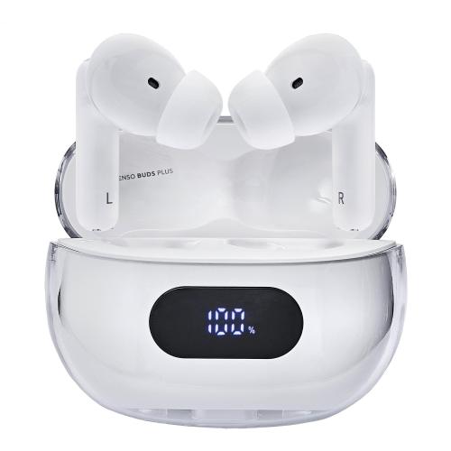 INTENSO BUDS PLUS T312AE CUFFIE AURICOLARI STEREO IN-EAR TRUE WIRELESS BLUETOOTH CON CANCELLAZIONE ATTIVA DEL RUMORE ENC CHIAMATE E MUSICA USB-C BIANCO