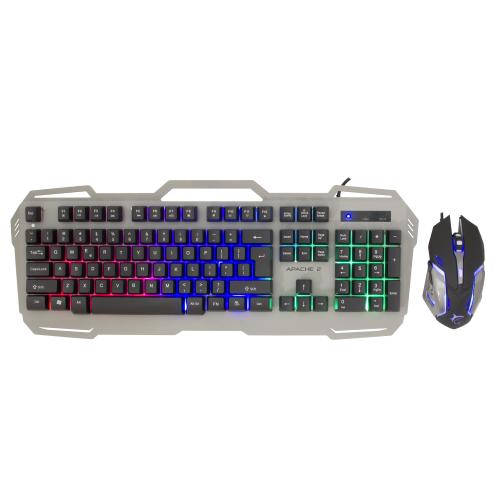 Kit Gaming Mouse 3200 Dpi e Tastiera USB con Retroilluminazione LED RGB, APACHE 2