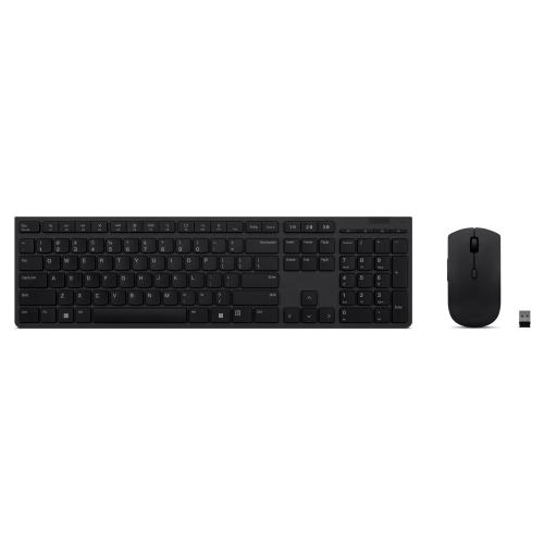 LENOVO PROFESSIONAL COMBO TASTIERA + MOUSE OTTICO WIRELESS RICARICABILI LAYOUT ITALIANO NERO