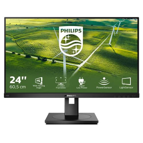 PHILIPS 242B1G/00 23.8" LED IPS FULL HD 16.9 74Hz 4MS CONTRASTO 1.000:1 LOW BLUE LIGHT HUB USB VGA DVI-D HDMI DISPLAYPORT ALTOPARLANTI INCORPORATI NERO