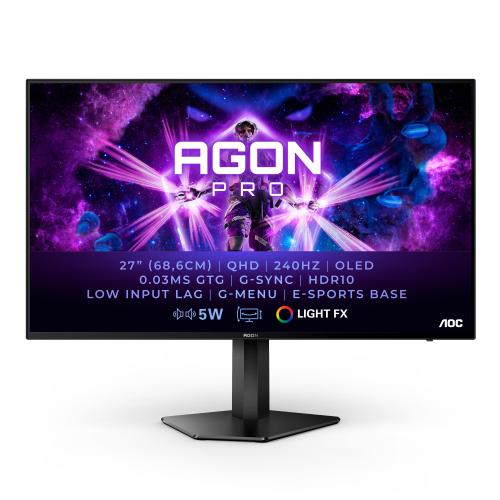 AOC MON 27OLED QHD 2560X1440 240HZ 0,03MS AG276QZD HDMI DP USBC MM