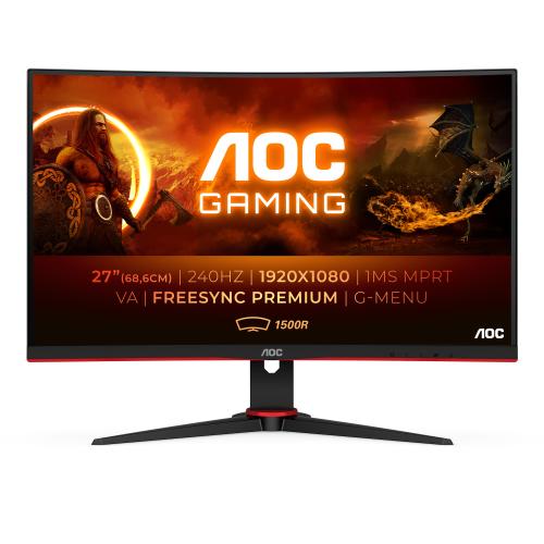 AOC C27G2ZE/BK 27" LED FULL HD CURVO 0.5MS 240 Hz FREESYNC PREMIUM HDMI DISPLAYPORT NERO ROSSO