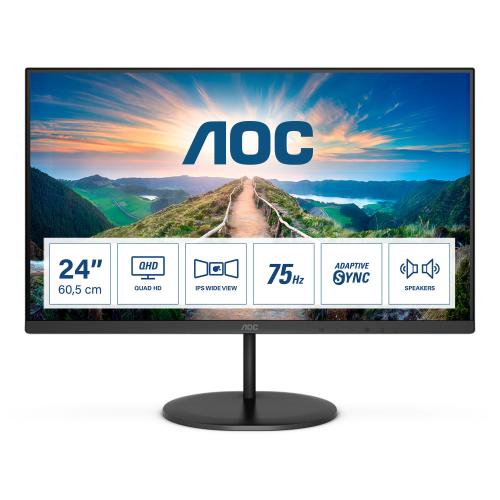 AOC V4 Q24V4EA 23.8" LED IPS FORMATO 16:9 CONTRASTO 1.000:1 1xHDMI 1xDISPLAY PORT COLORE NERO GARANZIA ITALIA