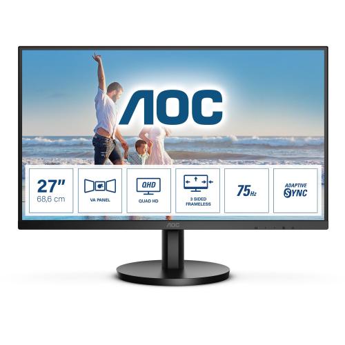 AOC Q27B3MA 27" LED QUAD HD 75HZ 4MS ADAPTIVE SYNC WIDE FRAMELESS HDMI DISPLAYPORT ALTOPARLANTI INCORPORATI NERO