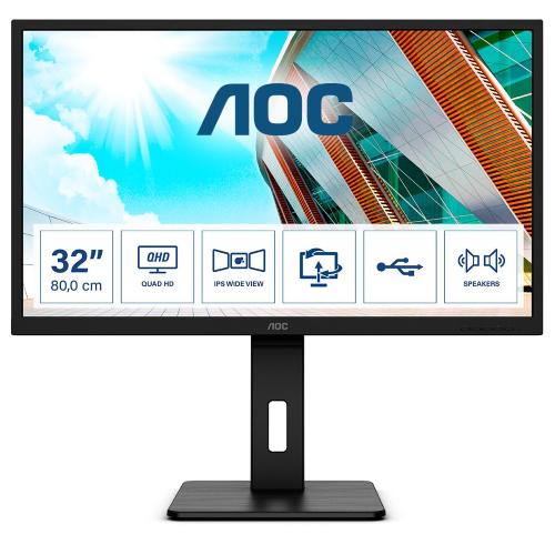 AOC P2 Q32P2 31.5" LED IPS FORMATO 16:9 CONTRASTO 1.000:1 2xHDMI 1xDISPLAY PORT 4xUSB COLORE NERO GARANZIA ITALIA
