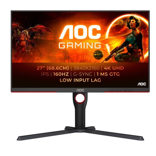 AOC GAMING U27G3X 27" LED IPS ULTRA HD 4K 3840 x 2160 16:9 CONTRASTO 1000:1 - 1 ms 160Hz G-SYNC USB 2 x HDMI 2 x DISPLAYPORT NERO ROSSO