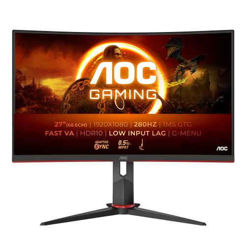 AOC G2 C27G2Z3/BK GAMING 27" LED FULL HD CURVO 16:9 300 CD/mq CONTRASTO 4000:1 0.5ms 280Hz HDR 2 x HDMI 1 x DISPLAYPORT REGOLABILE IN ALTEZZA NERO ROSSO